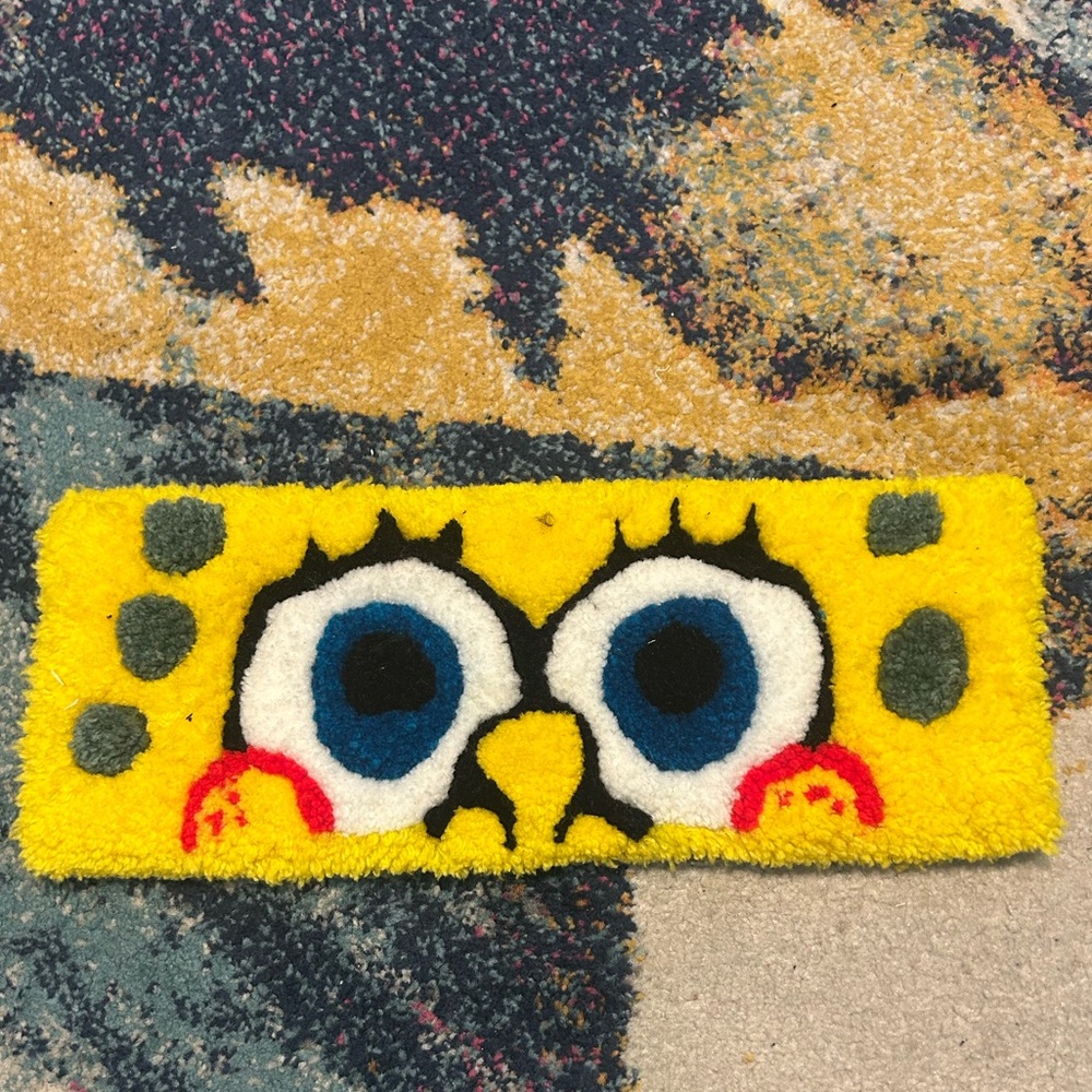 Yellow cartoon keyboard-style rug